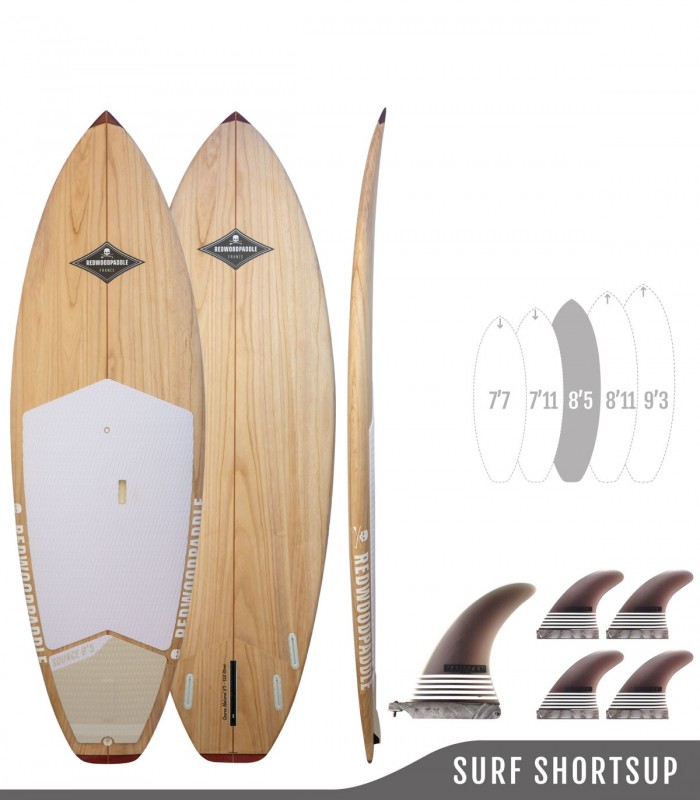 SOURCE 8'5 Natural - Board Stand up paddle SUP surf rigide bois SURF SHORTSUP