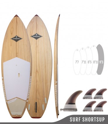SOURCE 9'3 Natural - Tavola Stand up paddle SUP surf legno rigido Surf Shortsup