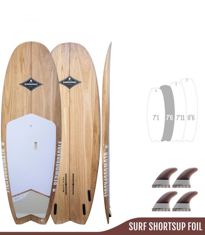 MINIMAL 7'6 Natural - Board stand up paddle SUP surf wing foil rigide bois SURF SHORTSUP