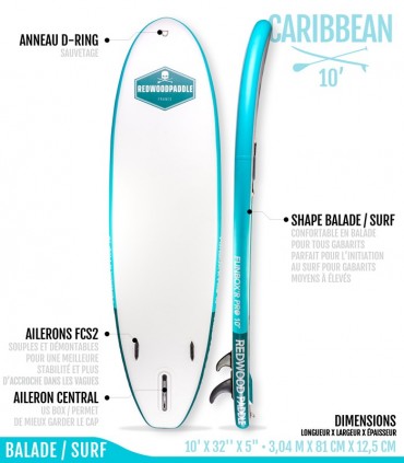 Funbox'R Pro 10' Carribean - REDWOODPADDLE Stand up paddle Boards