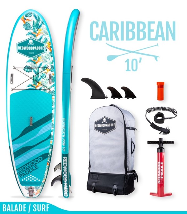 10' Caribbean - Paddle board + accessoires RWP redwoodpaddle